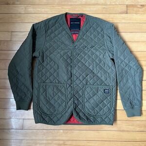 Deus Ex Machina Mens Quilted Liner Jacket Olive Green Red Medium